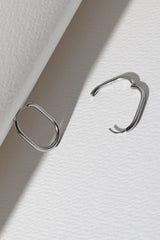 Thin Oval Hoops - Silver